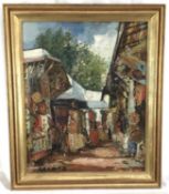 Interesting oil painting of Tunisia, with Brussels inscription to back, indistinctly signed