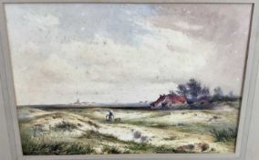 Harry E. James (1870-1920) watercolour - On the sand dunes, Knocke Belgium, signed bottom left