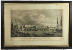 Two engravings of Westminster and London Bridge, dated 1761, image 29 x 54cm, glazed frames, togethe