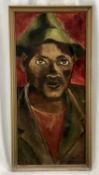 South African oil on board, portrait of a man, signed M.V. Quin, inscription verso