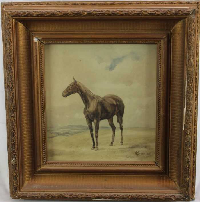 C. T. Bruen, early 20th century, watercolour, horse in a landscape, signed and dated '09, 26cm x 24c