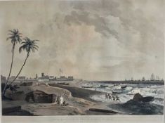 Thomas Daniell (1749-1840) aquatint, South East View of Fort St. George, Madras, image 43 x 60cm, gl