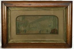 Baxter Print of the Great Exhibition, 41cm x 23cm, in maple frame