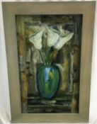 Peter McCarthy (contemporary) mixed media and collage, Arum lillies