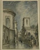 William Sydney Causer (1878-1956) watercolour, St Peter’s in the East, Oxford