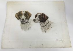 Leon Danchin (1887-1838) lithograph - Two dogs, signed in pencil, 57cm x 44cm unframed