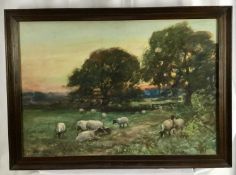 David T. Robertson (1879-1952), watercolour, sheep at sunset, signed, 50cm x 72cm, in glazed frame