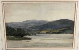 Peppercorn Early 20th century watercolour - loch scene, 35cm x 24cm in glazed frame