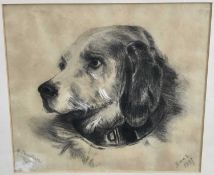 A. Davidson, late 19th century charcoal drawing of a dog, signed and inscribed Xmas 1897, 25cm x 28c