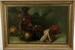 English School, late 19th century - still life of fruit, 43cm x 28cm in glazed frame