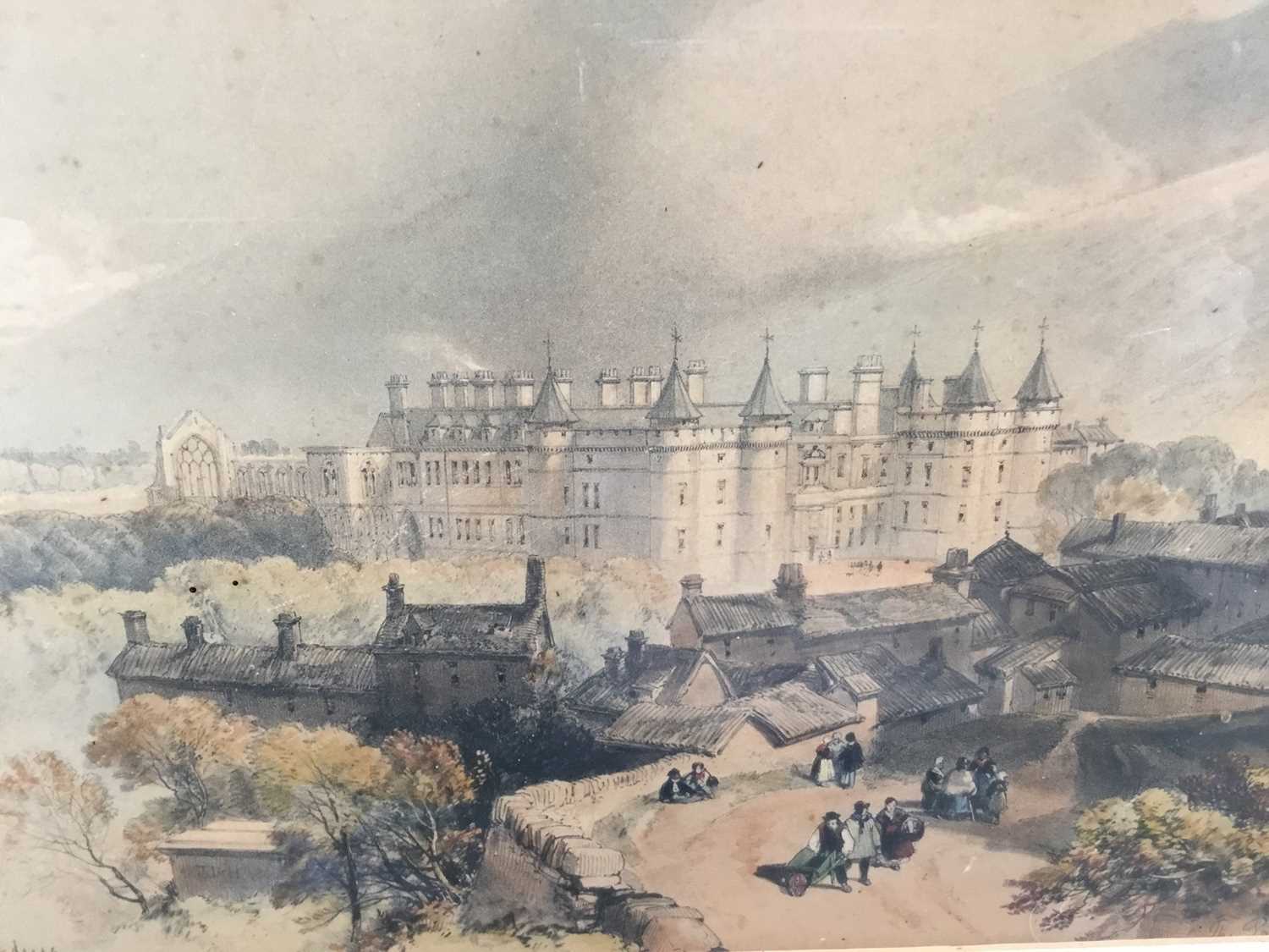 James Duffield Harding (1798-1863) coloured lithograph - The Palace of Holyrood, 27cm x 42cm, in gla - Image 7 of 9