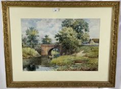 Arthur Reginald Willett (1869-1929, watercolour, landscape with bridge