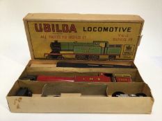 Chad Valley UBILDA tinplste construction kit in original box plus miniature tinplate and other railw