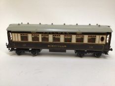 Railway O Gauge unboxed selection of carriages including tinplate Pullman, Bing Pullman Minverva and