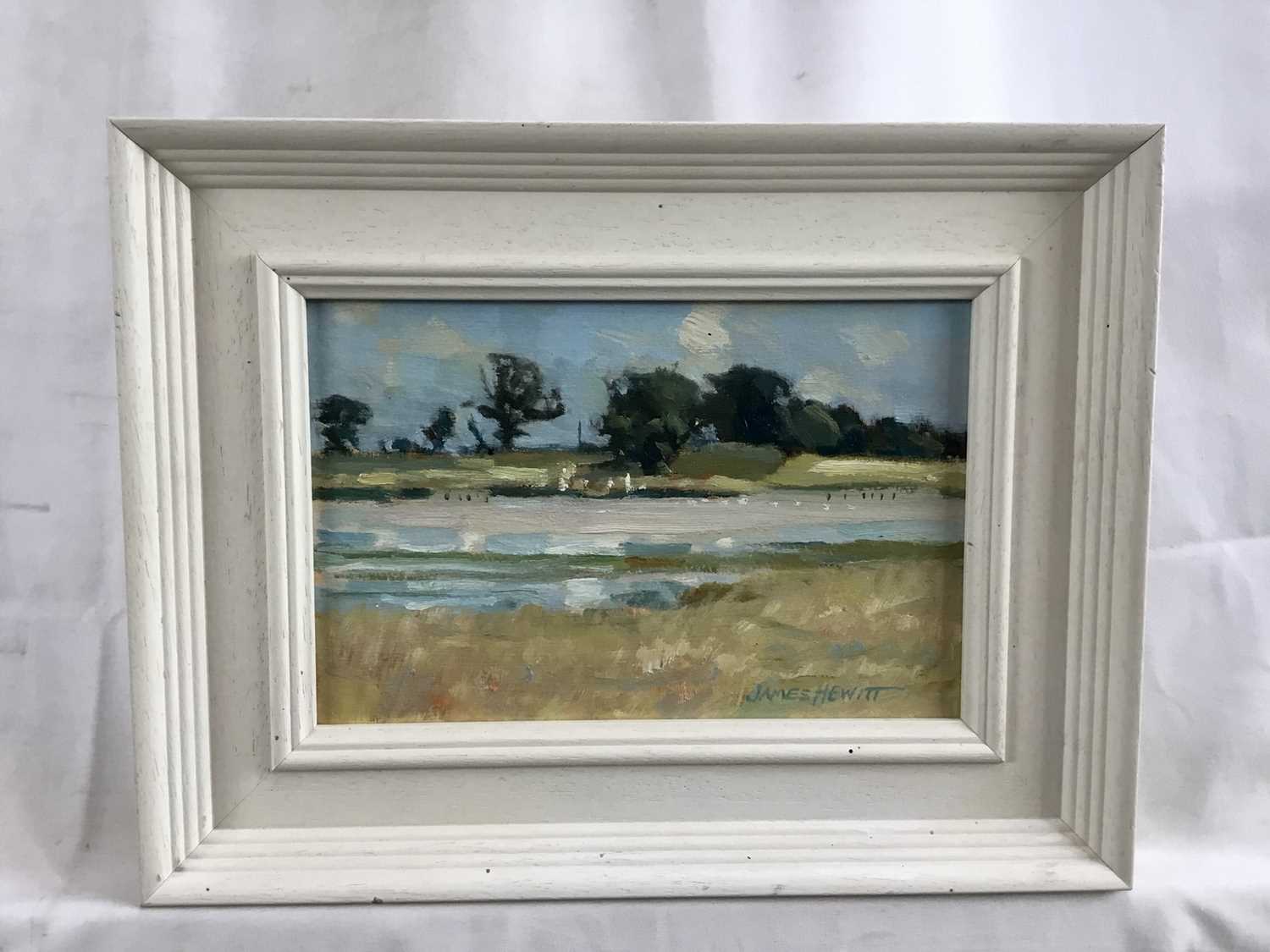 James Hewitt (b. 1934) two works, oil on board - ‘Oaks at Blythburgh’, signed, 22cm x 14cm and ‘A La - Image 2 of 7