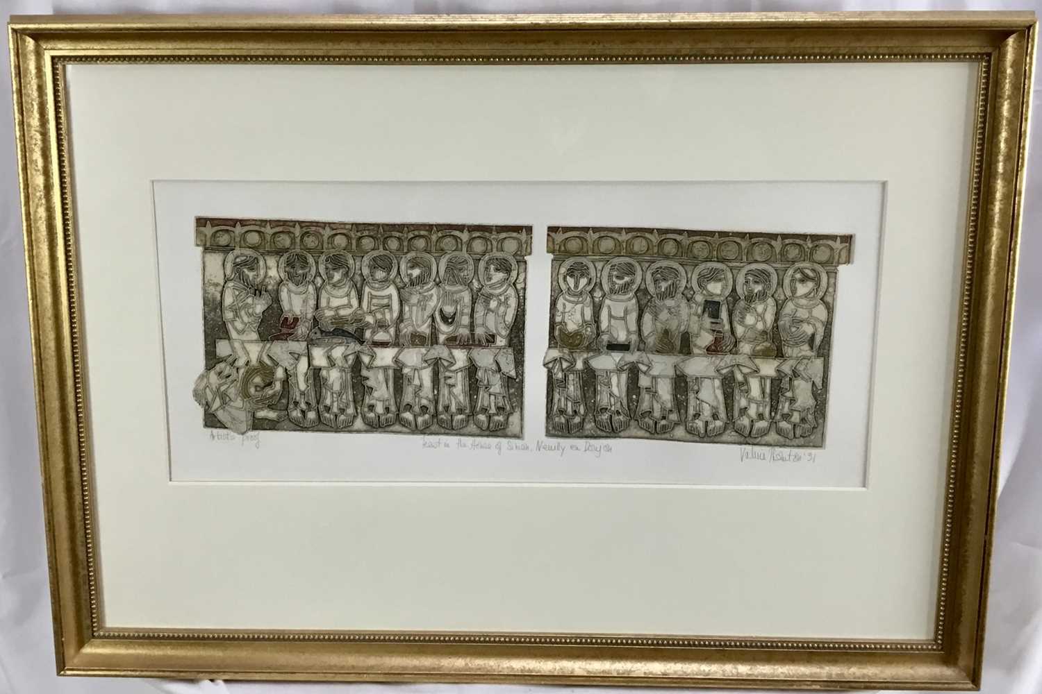 Valerie Thornton (1931-1991) signed artists proof etching and aquatint - 'Feast in the House of Sim