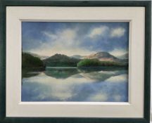 David Slater (b.1943) oil on board - ‘Still Morning, Grassmere’, monogrammed, 40cm x 30cm, framed