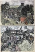 *Dione Page (1936-2021) two works, gouache and pastel on paper - ruined house and another ‘At Cilgwy