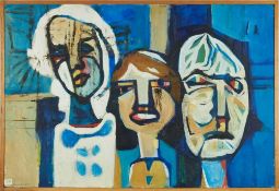 Douglas Pittuck (1911-1993) oil on board, Three heads (from the Apartheid series)