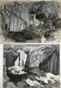 *Dione Page (1936-2021) two works, gouache and pastel on paper - 'Afon Gamlan’ and ‘River Doe Yorksh