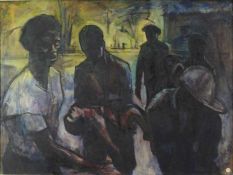 Douglas Pittuck (1911-1993) oil on board ‘Tragedy’ (from his apartheid series)