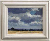 James Hewitt (b. 1934) two works, oil on board - ‘August Sky over the Blackwater’, signed, 19cm x 14