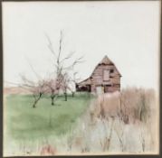 Michael Smee ink and watercolour - The Barn, signed and dated '78, in glazed frame