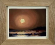 David Slater (b.1943) oil on board - Moon Light, monogrammed, 21cm x 16cm, framed