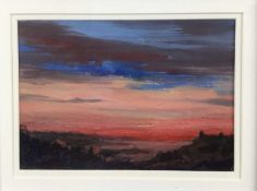 David Slater (b.1943) acrylic on board - ‘Sunset over the Desert’, monogrammed, 16.5cm x 12cm, in gl