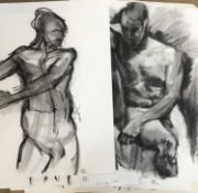 Steph Q Rubin, contemporary, group of eleven charcoal life drawings, six with artists stamp and date