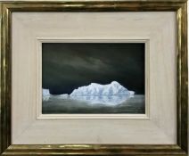 David Slater (b.1943) oil on board - ‘The Cold Arctic’, monogrammed, 24cm x 16.5cm, in gilt frame