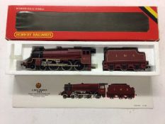 Hornby OO gauge locomotives LMS maroon 4-4-0 Compound Class 4P locomotive and tender 1000, R376, LMS