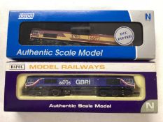 Dapol N gauge locomotives EWS white cab roof Class 66 diesel locomotive 66177, 2D-007-003D, First G