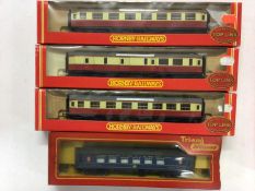 Hornby OO gauge BR carriages including Centenary Composite coaches R4028 (x2) & R4029, Ex LMS & Ex L
