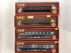 Airfix OO gauge BR carriages (x7) & wagons (x9), plus GMR Airfix carriages and wagons (x5), all boxe