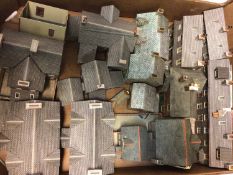 Railway OO gauge large selection of accessories including constructed building, landscaping material