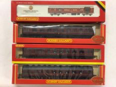 Hornby OO gauge LMS carriages including Royal Mail R413, Period 3 R4231, R4232 & R4233, Dining car R