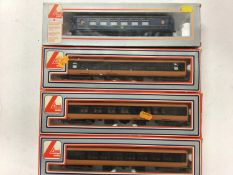 Lima OO gauge carriages including Continental Sleeping car (wrong box), CIE orange/black coaches 305