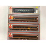 Lima OO gauge carriages including Continental Sleeping car (wrong box), CIE orange/black coaches 305