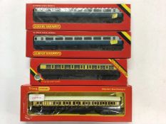 Hornby OO gauge carriages including BR Mk3 1st Class coach R428 (x2), Triang Hornby Full Parcel Brak