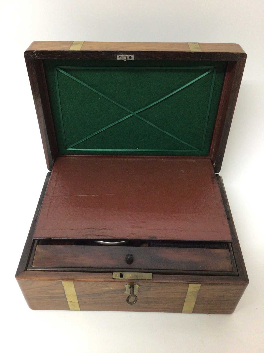19th century brass bound rosewood writing box with fitted interior - Image 6 of 6