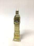 Crystal Big Ben model time piece with gilt metal decoration, 24cm high, in orignal fitted case
