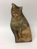 Painted wooden cat dummy board by Dave Ross, 38cm high