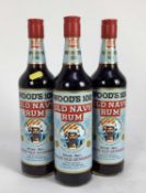 Rum - three bottles, Wood's 100 Old Navy Rum, 70cl., 57%