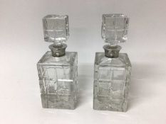 Pair good quality silver mounted glass decanters