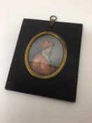 A 19th century portrait miniature of Dr. Henry Pemberton (1694-1771), in ebonised frame, the portrai