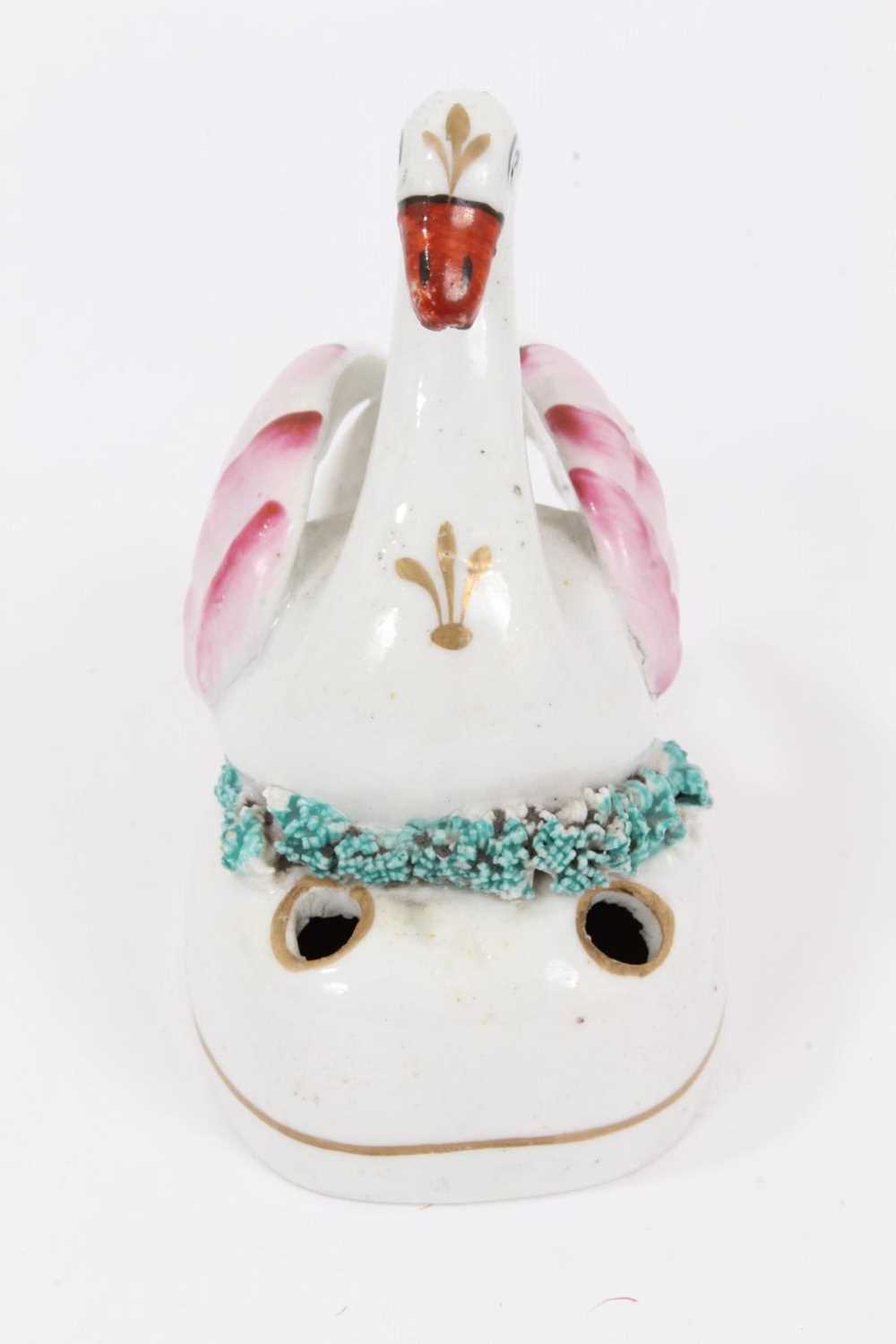 A 19th century Staffordshire pottery swan form inkwell - Image 3 of 5