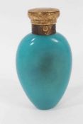 A Victorian turquoise glass scent bottle, with gilt metal mounts
