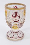 19th century flash cut and engraved cameo glass goblet
