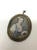 18th century style miniature portrait of Flora Macdonald